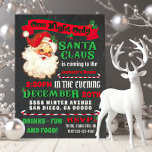 Convites Papai Noel vem à festa de Natal<br><div class="desc">Poster inspirou "Papai Noel está vindo para a cidade" uma noite só Convite de festas de Natal em um antigo fundo de roupa</div>