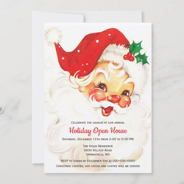 Convites Papai Noel Vintage Retrô Natal  (Frente)