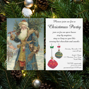 Convites Papai Noel Vitoriano Antigo com Árvore de Natal