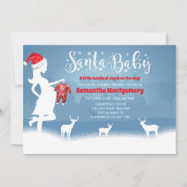 Convites Papais noeis Azul Bebê E Chá de fraldas De Natal V