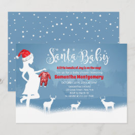 Convites Papais noeis Azul Bebê E Chá de fraldas De Natal V
