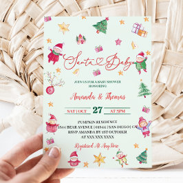 Convites Papais noeis Baby Greenery Chá de fraldas
