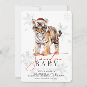 Convites Papais noeis Baby Tiger Snowflakes Chá de fraldas