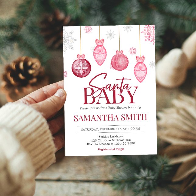 Convites Papais noeis Bebê Chá de fraldas de Natal (Santa Baby Christmas Baby Shower Invitation)