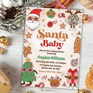 Convites Papais noeis Bebê Retro Chá de fraldas de Natal