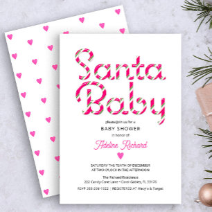 Convites Papais noeis Bebê Rosa Chá de fraldas de Natal Con