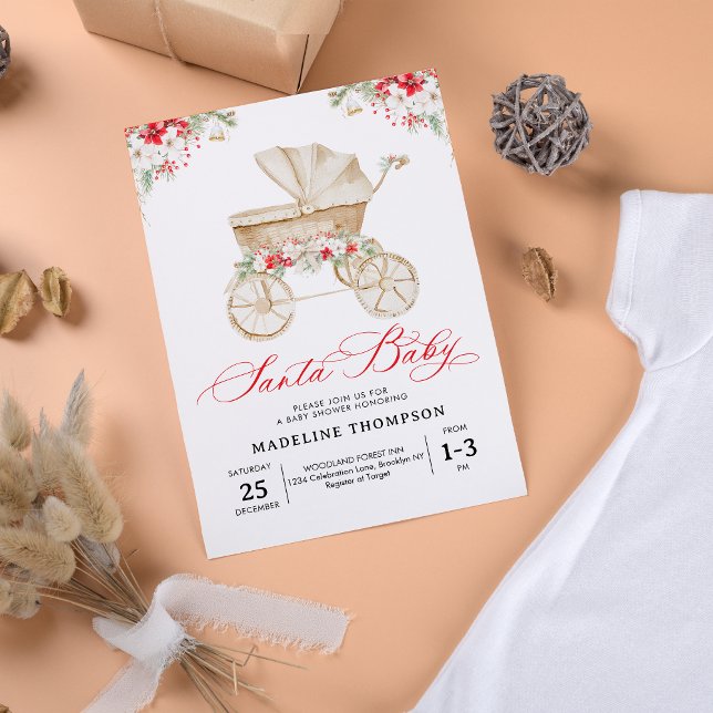 Convites Papais noeis Bebê Script de Natal Chá de fraldas (Criador carregado)