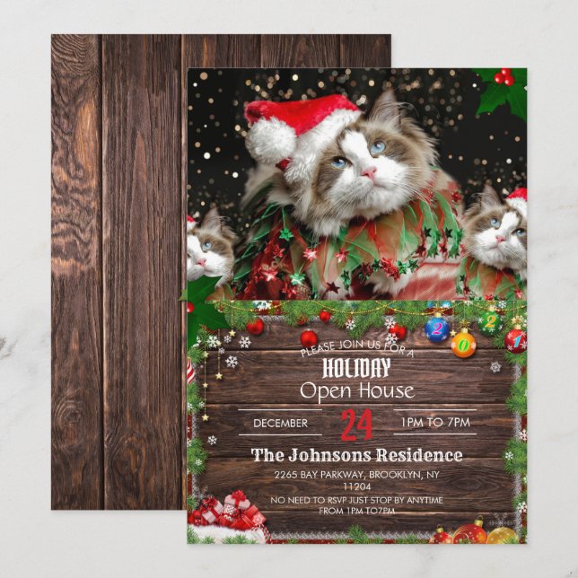 Convites Papais noeis Cat (Frente/Verso)