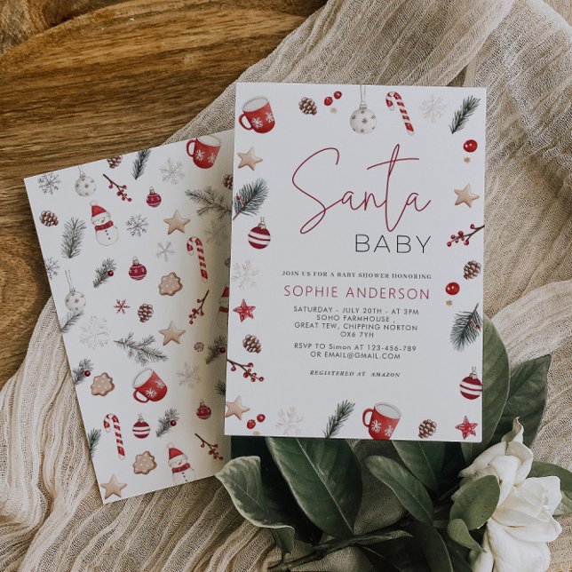 Convites Papais noeis Chá de fraldas de Natal (Criador carregado)