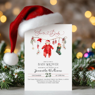 Convites Papais noeis Chá de fraldas de Natal Mínimo