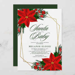 Convites Papais noeis Chá de fraldas Poinsettia Greenery Na