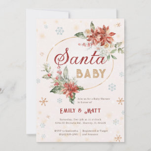 Convites Papais noeis Chá de Natal Bebê Polegar Poinsettia