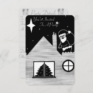 Convites papais noeis com festas de Natal preto e branco