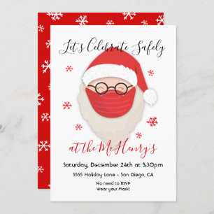 Convites Papais noeis com máscara de festa de Natal com Dis
