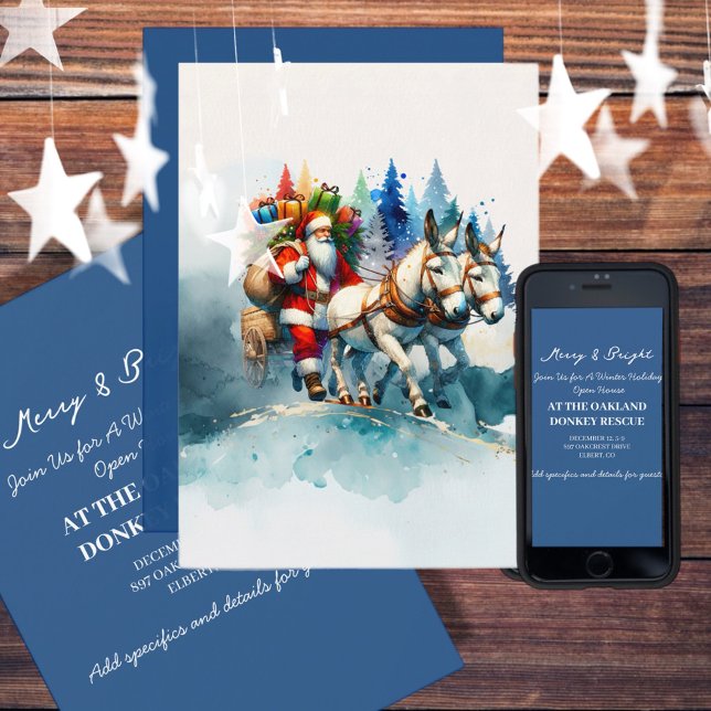 Convites Papais noeis De Aquarela Festiva Com Macacos (Enjoy this Festive Christmas design! Customize with your favorite holiday event or greeting. )