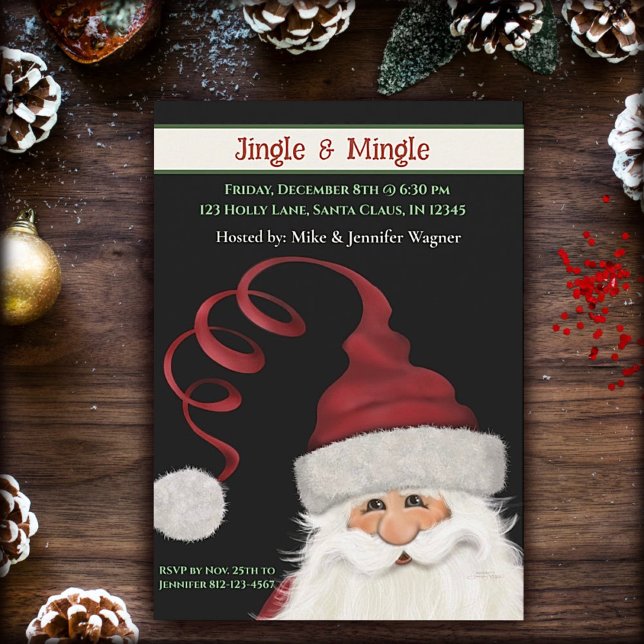 Convites Papais noeis de diversão caprichosa, Natal Vermelh (Criador carregado)