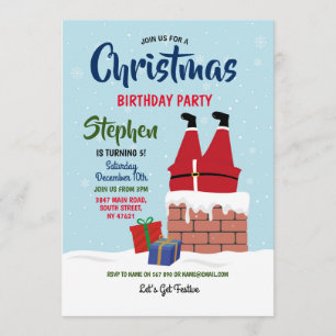 Convites Papais noeis de Festa de aniversário de Natal Chi