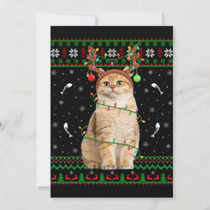 Convites Papais noeis de Iluminação do Sweater Cat Ugly Xma