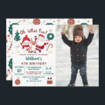 Convites Papais noeis de Natal Deer Snowman Foto de anivers<br><div class="desc">Papais noeis de Natal Deer Snowman Convite para Foto de Aniversário</div>
