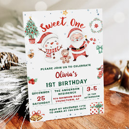 Convites Papais noeis de Natal Snowman Sweet One Birthday
