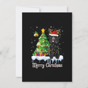 Convites Papais noeis de Poodle Negra Árvore de Natal Luzes