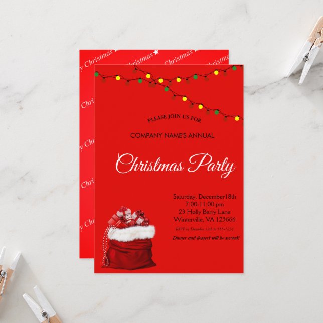 Convites Papais noeis de presentes, lâmpadas (Frente/Verso In Situ)