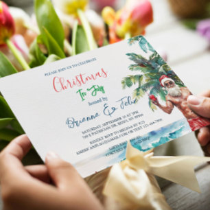 Convites Papais noeis de verão no Natal em julho