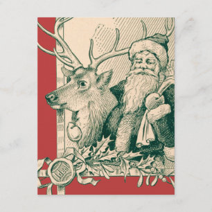 Convites Papais noeis de Vintage Reindeer Santo de Natal Ni