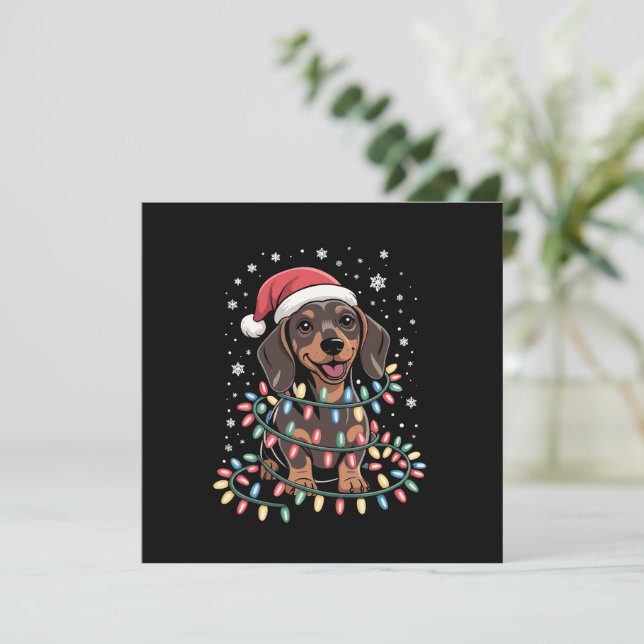 Convites Papais noeis do Cachshund Xmas Wiener (Em pé/Frente)
