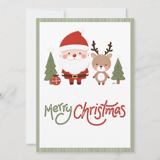 Convites Papais noeis e renas de Natal bonitos (Frente)