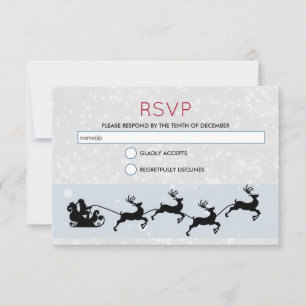 Convites Papais noeis e seu RSVP de Natal de Reindeer Voado