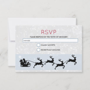 Convites Papais noeis e seu RSVP de Natal de Reindeer Voado