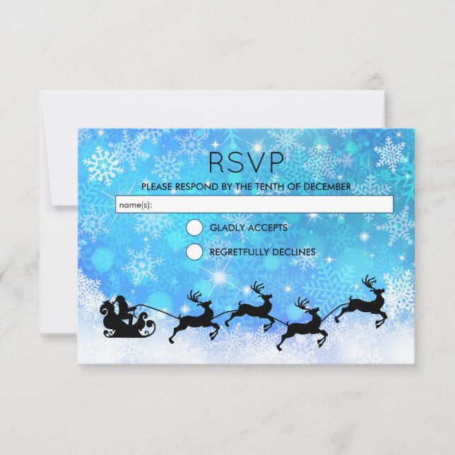 Convites Papais noeis e seu RSVP de Natal de Reindeer Voado (Frente)