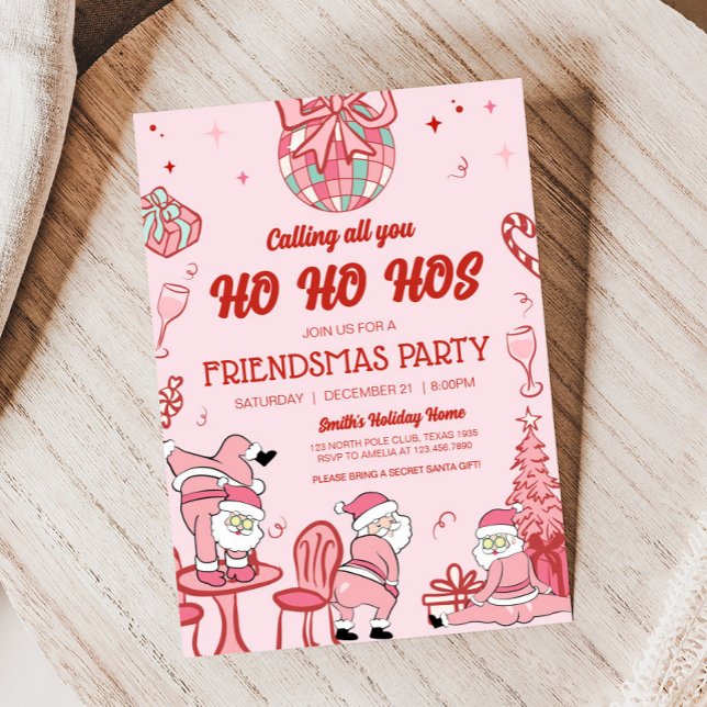 Convites Papais noeis Engraçados De Amizade Ho Hos Festa De (Funny Friendsmas Santa Christmas Party Invitation)