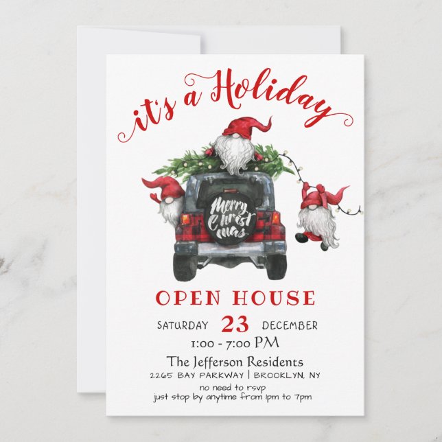 Convites Papais noeis Engraçados Gnomos Feriado de Natal Ab (Frente)