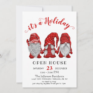 Convites Papais noeis Engraçados Gnomos Natal Casa Aberta