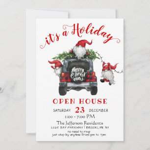 Convites Papais noeis Engraçados Gnomos Natal Casa Aberta