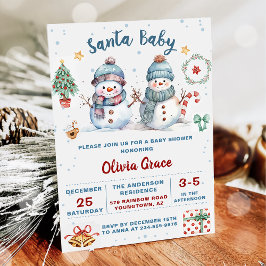 Convites Papais noeis Festa de Chá de fraldas de Bebê Natal