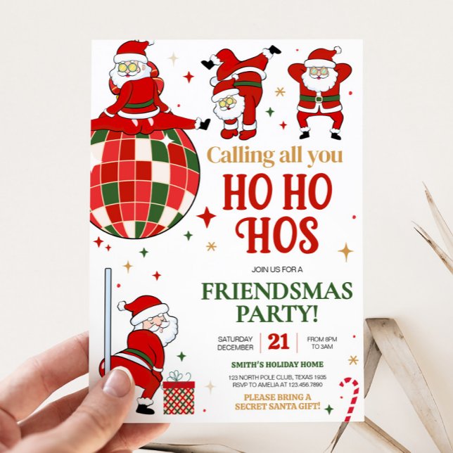 Convites Papais noeis Festa de Natal Engraçada (Funny Santa Friendsmas Christmas Party Invitation
)