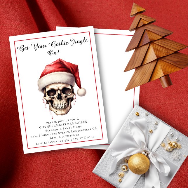 Convites Papais noeis Góticos Feliz Natal (Front and Back Views)