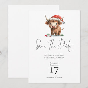 Convites Papais noeis Highland Cow Christmas Salvar data