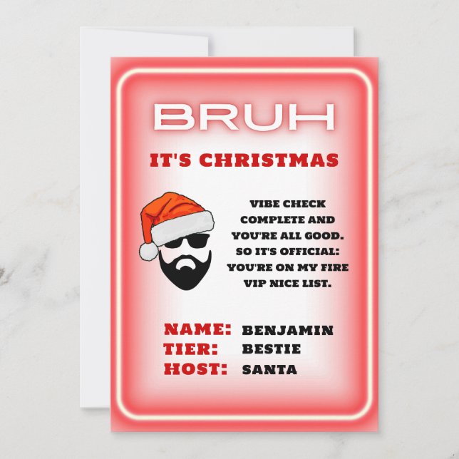 Convites Papais noeis - Letra para adolescente | Lista Nice (Frente)