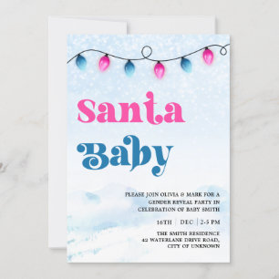 Convites Papais noeis Luzes de Natal Bebê Revelação de Gêne