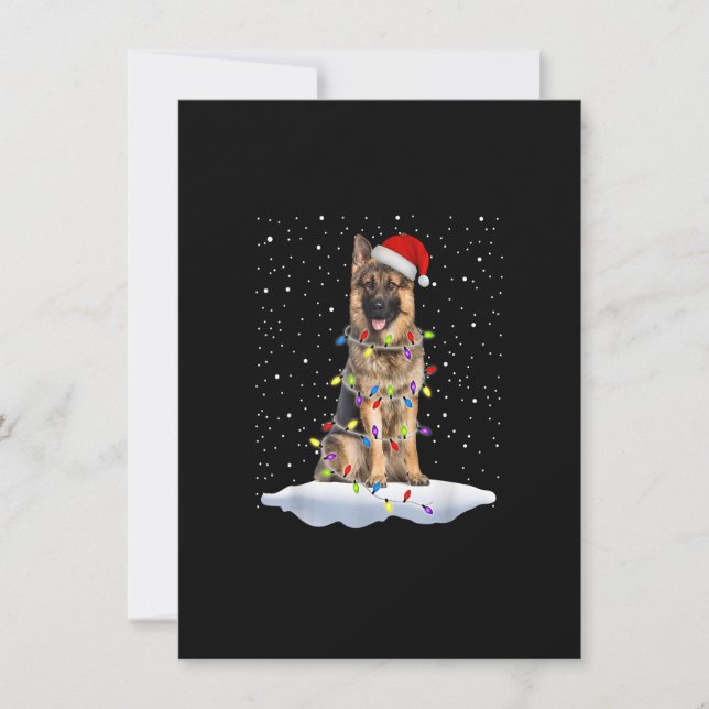Convites Papais noeis Luzes de Natal German shepherd Cachor (Frente)