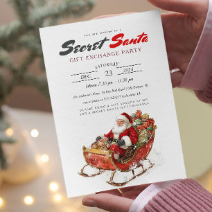 Convites Papais noeis modernos Sleigh Secret Papais noeis F