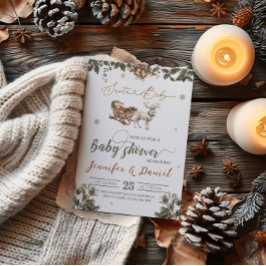 Convites Papais noeis Natal Verde Chá de fraldas de inverno