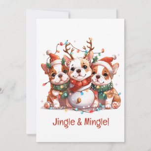 Convites Papais noeis para o Bulldog em Inglês de Natal