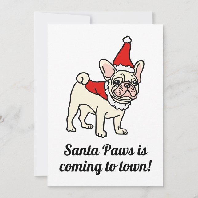 Convites Papais noeis Paws frenchie Natal (Frente)
