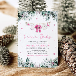 Convites Papais noeis rosa Chá de fraldas de Clothline de N