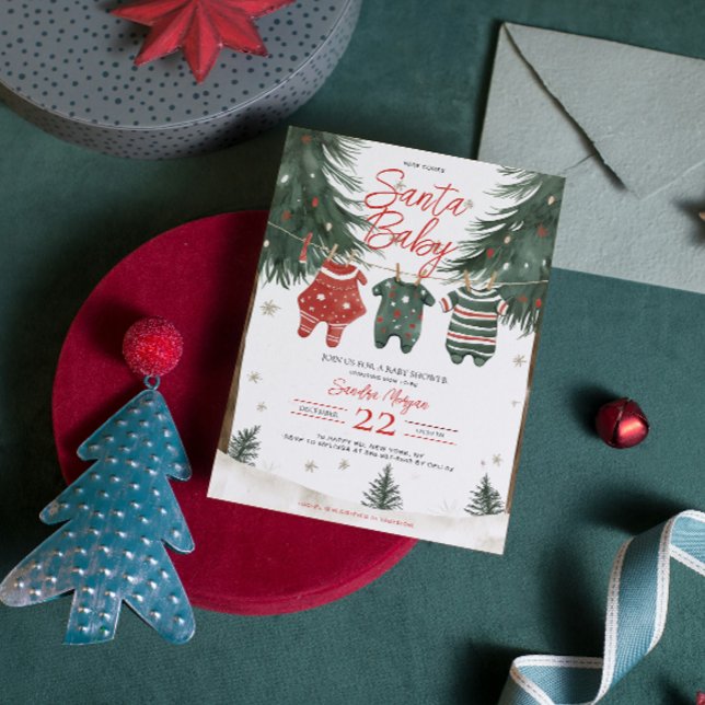 Convites Papais noeis Roupas para bebês LinhaÁrvores de pin (Criador carregado)